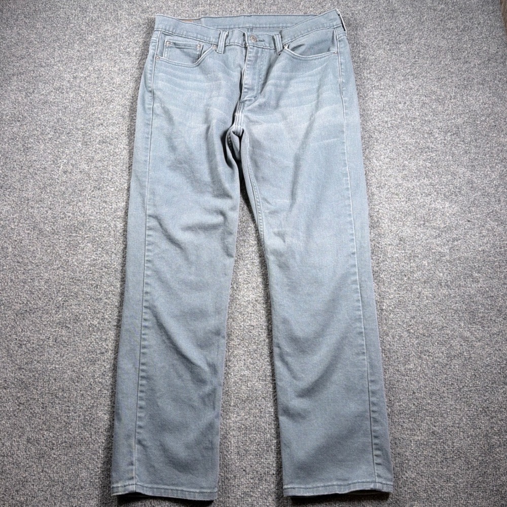Levis 514 Straight Fit Pants Mens 33x30 Grey Cotton Stretch Denim Jeans